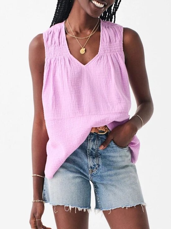 Faherty Tops - NEW NWT Faherty Dream Cotton Gauze Ainsley Top Lavender Nirvana size Large